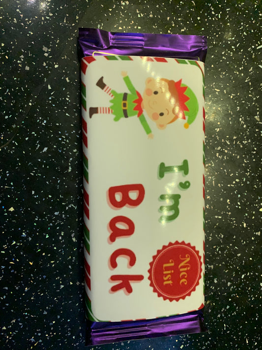 Elf return chocolate bar